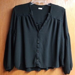 Hollister Black Button Up, Long Sleeve Blouse